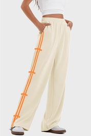 Elastic Waist Wide Leg Pants with Pockets