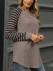 Striped Round Neck Long Sleeve T-Shirt