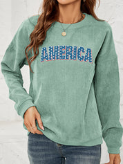 AMERICA Graphic Dropped Shoulder Sweatshirt