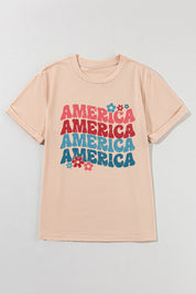 AMERICA Round Neck Short Sleeve T-Shirt