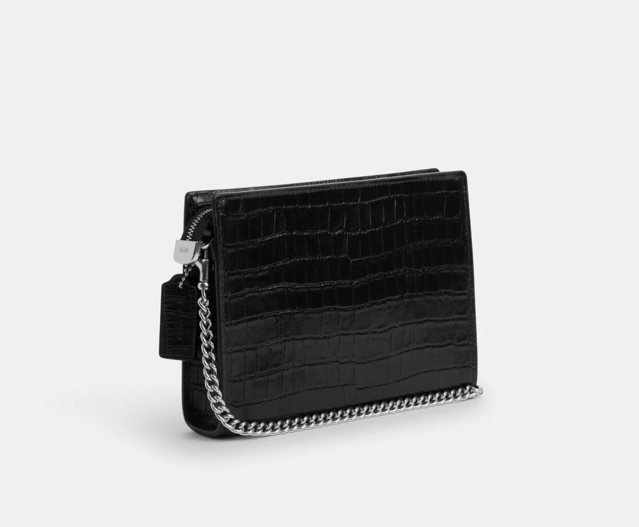 Coach Slim Crossbody In Croc-Embossed Leather- Black