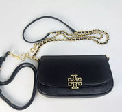 Tory Burch Britten Convertible Crossbody Leather Handbag Black