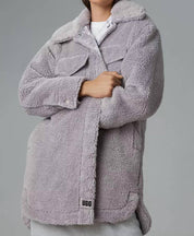 Frankie Uggfluff Shirt Jacket In Cloudy Grey