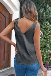 Solid V-Neck Wide Strap Tank