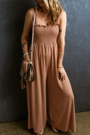 Frill Smocked Wide Leg Jumpsuit