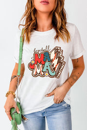 Letter Graphic Round Neck Short Sleeve T-Shirt