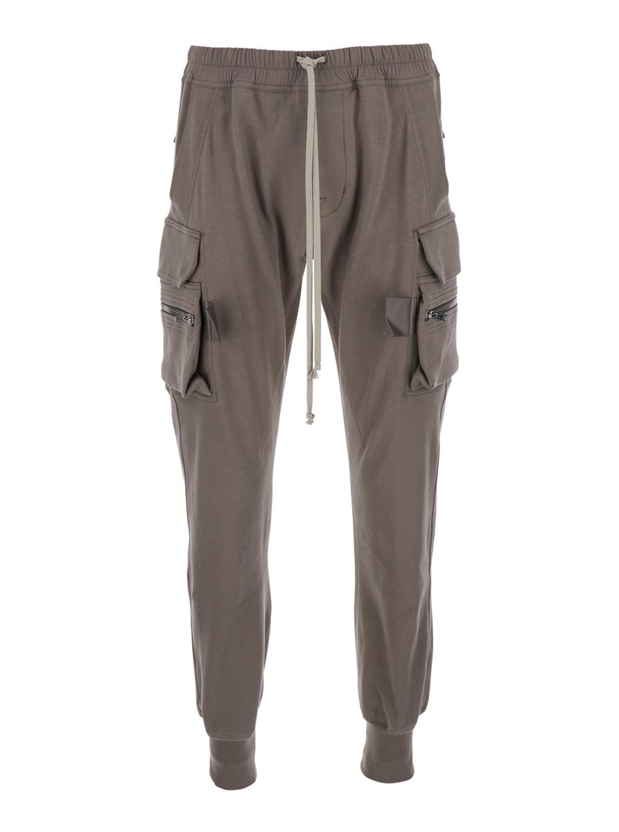 'Mastodon Cargo' Grey Pants With Elastic Waist With Drawstring And Zipped Pockets In Cotton Man