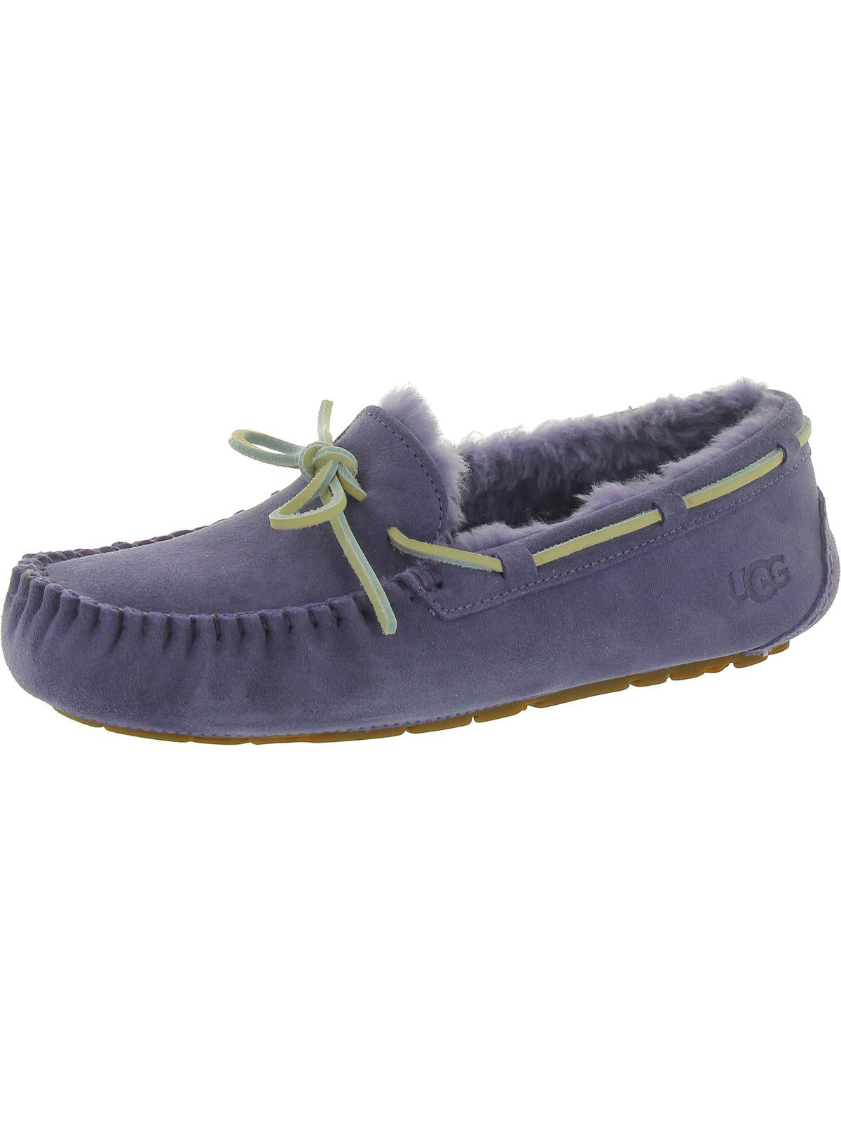 Dakota Womens Suede Shearling Lined Moccasin Slippers