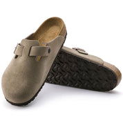 Birkenstock Boston Suede Leather Soft Footbed Clog in Taupe