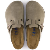 Birkenstock Boston Suede Leather Soft Footbed Clog in Taupe