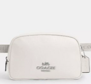 Coach Leather Pace Belt Bag Fanny Pack Sling bag-Unisex-In Silver/Chalk