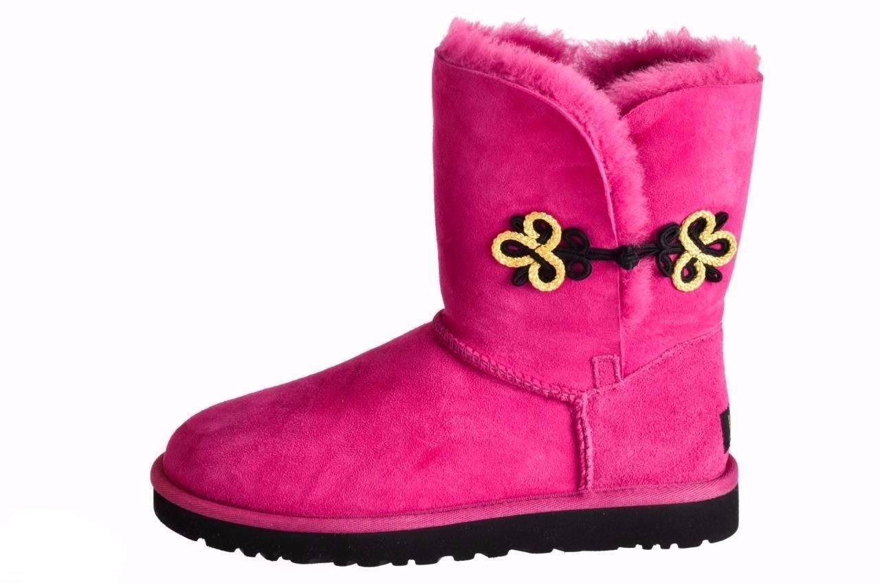 UGG BAILEY GOLD MARIKO RED VIOLET SUEDE/SHEEPSKIN BOOTS