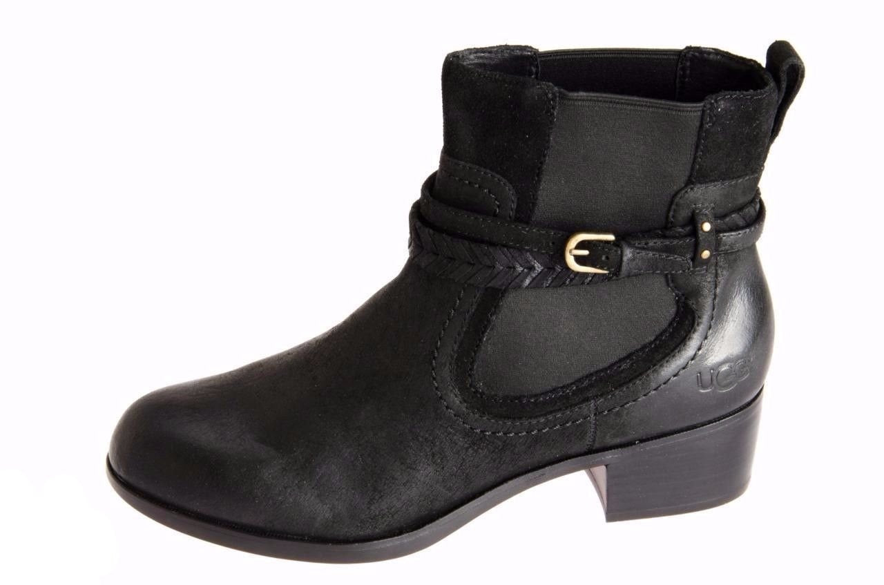 UGG AUSTRALIA KREWE MOTORCYCLE LEATHER ANKLE BOOTS