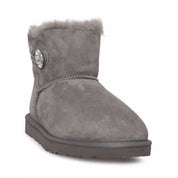 UGG MIni Bailey Button Bling Grey Boots