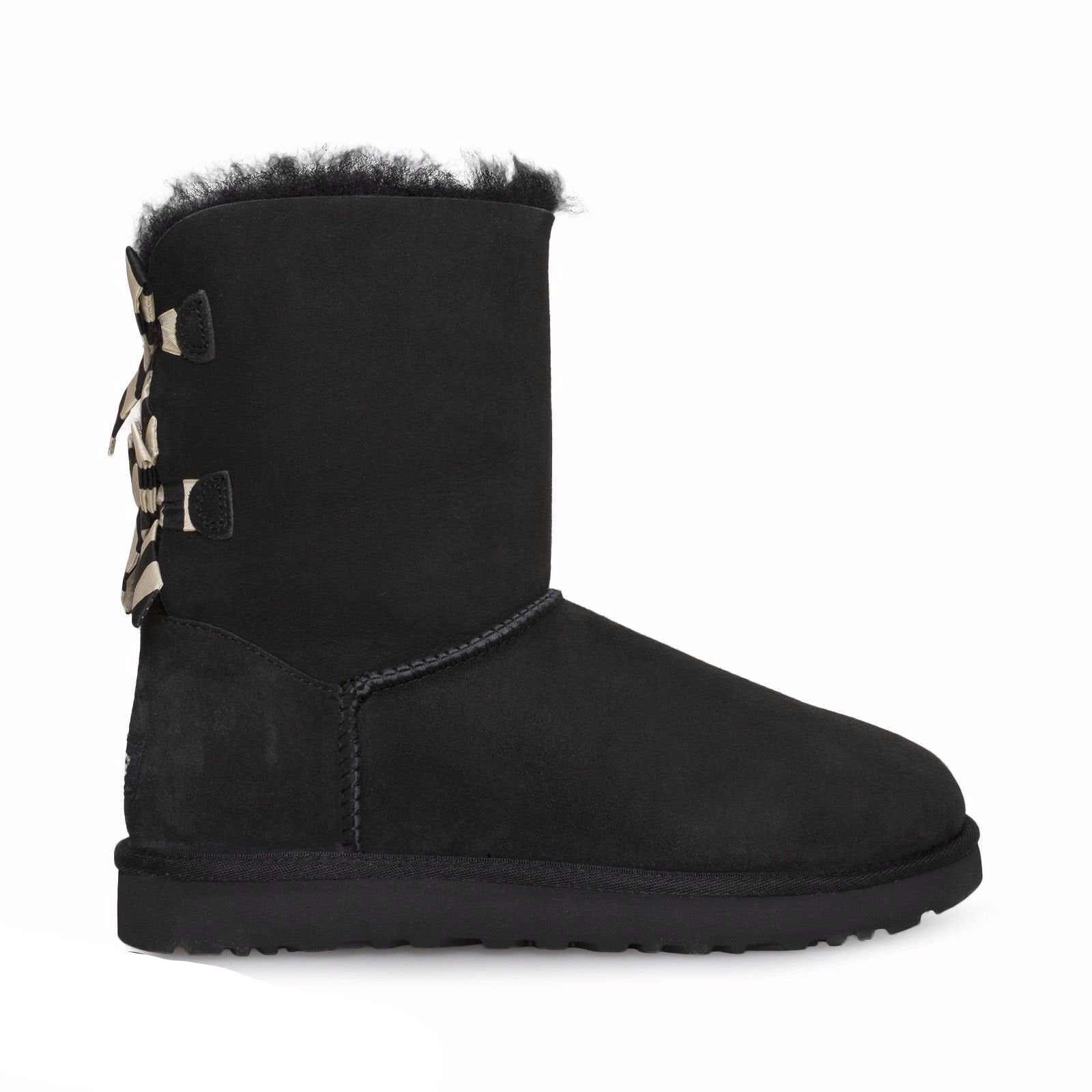 UGG Bailey Bow Stripe Black Boots