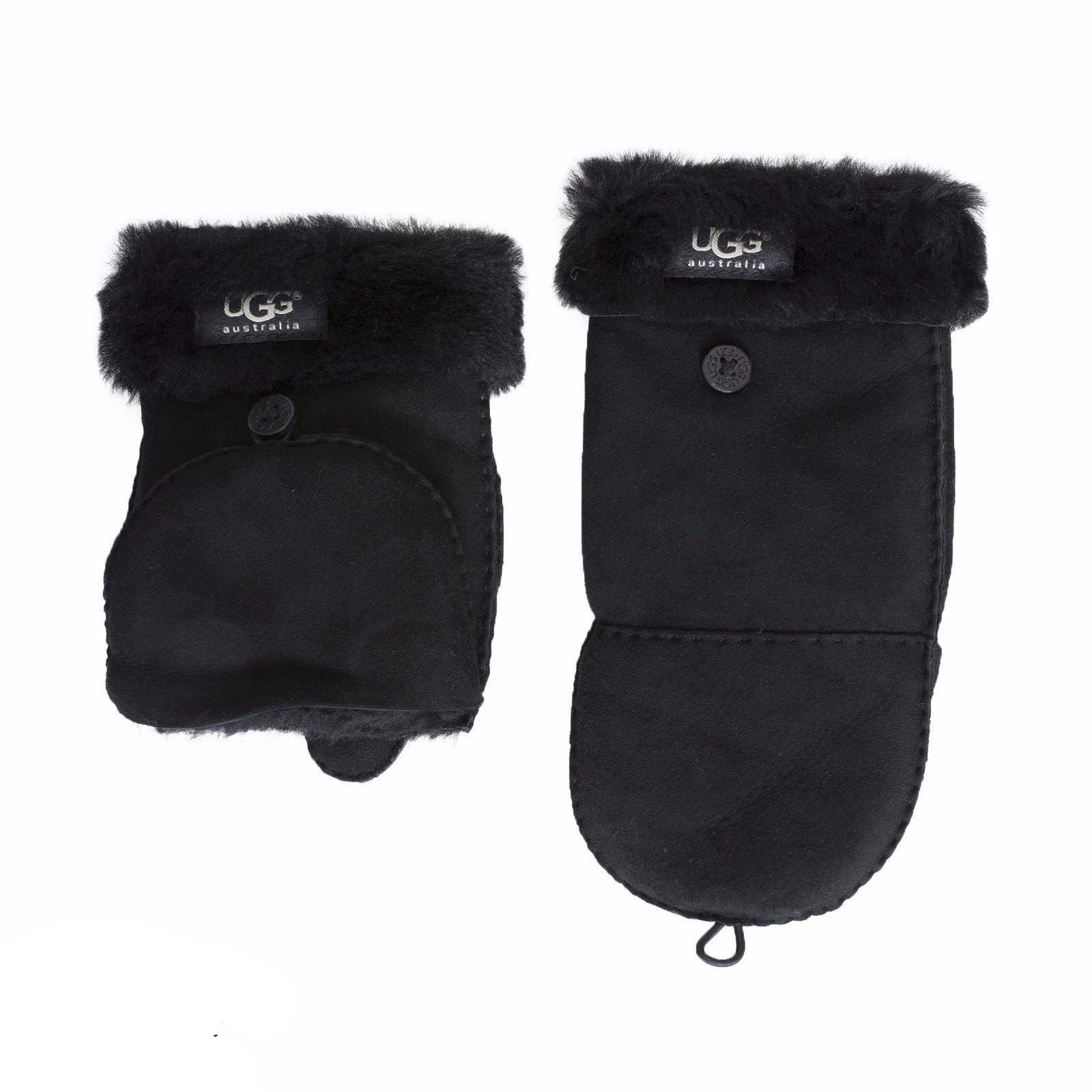 UGG Shearling Flip Mittens Black