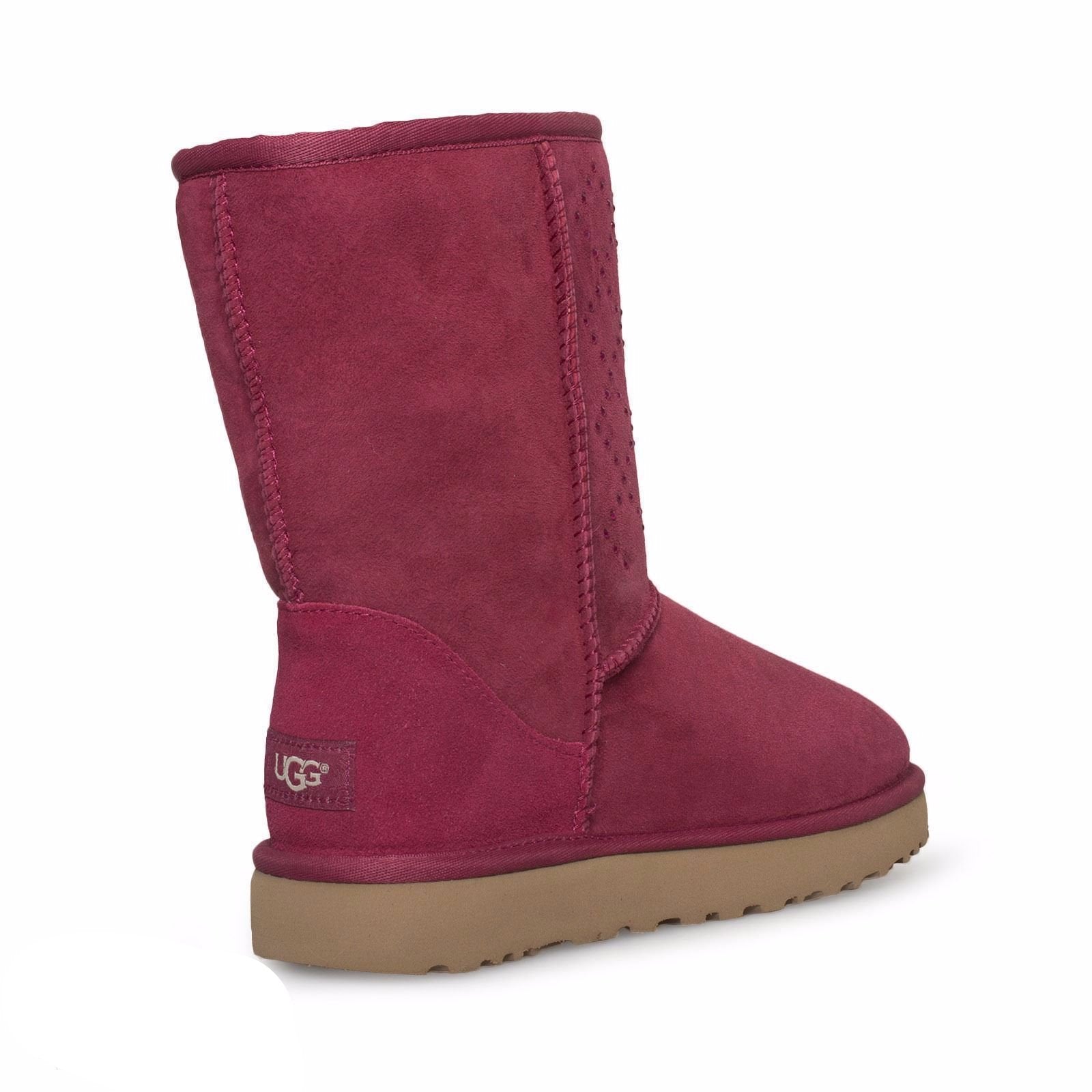 UGG Classic Short Crystal Diamond Oxblood Boots