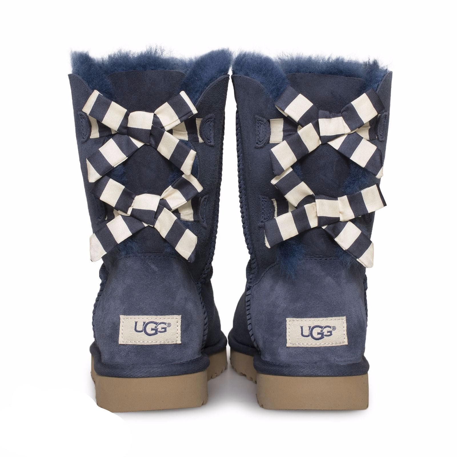 UGG Bailey Bow Stripe Navy Boots