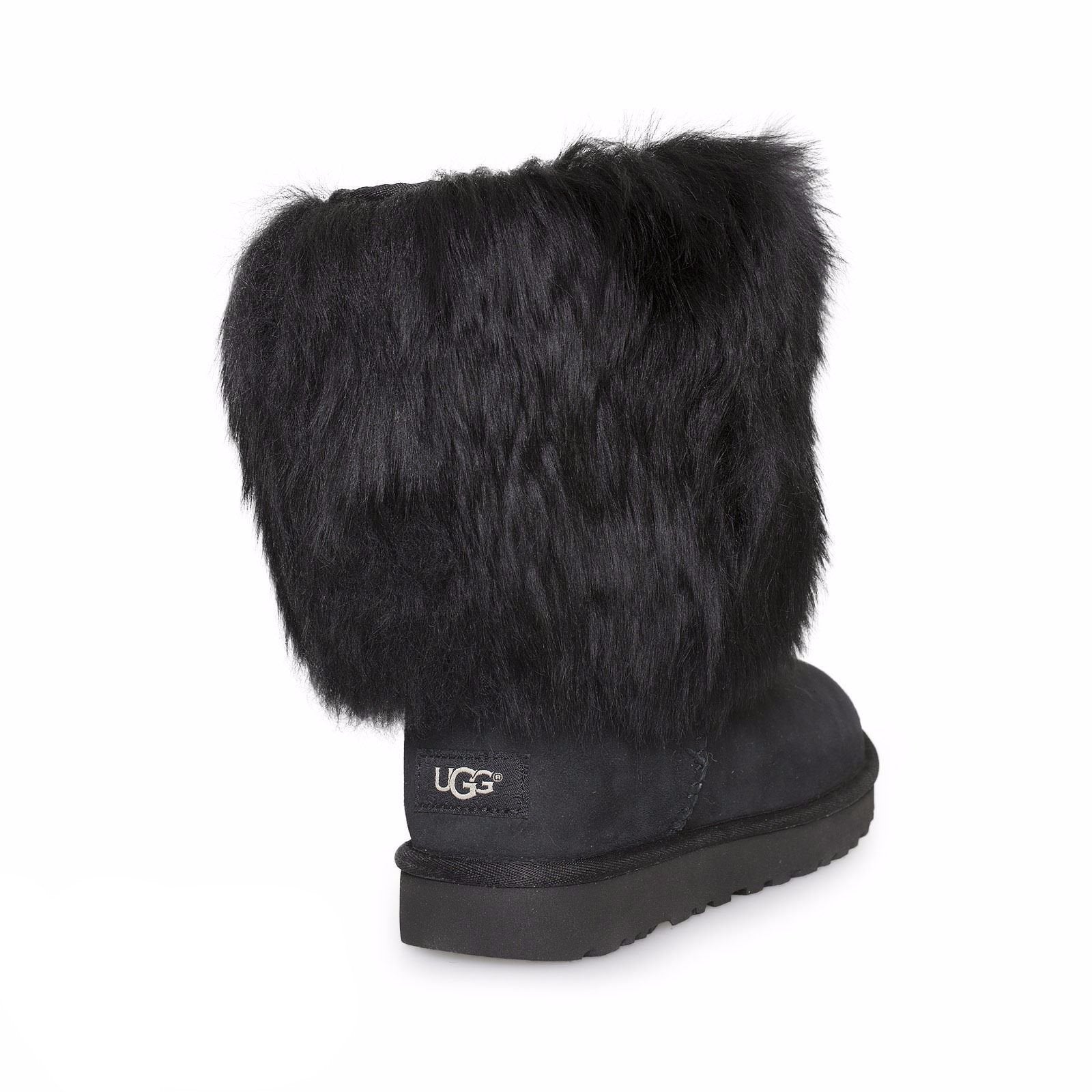 UGG Classic Short Sheepskin Cuff Black Boots