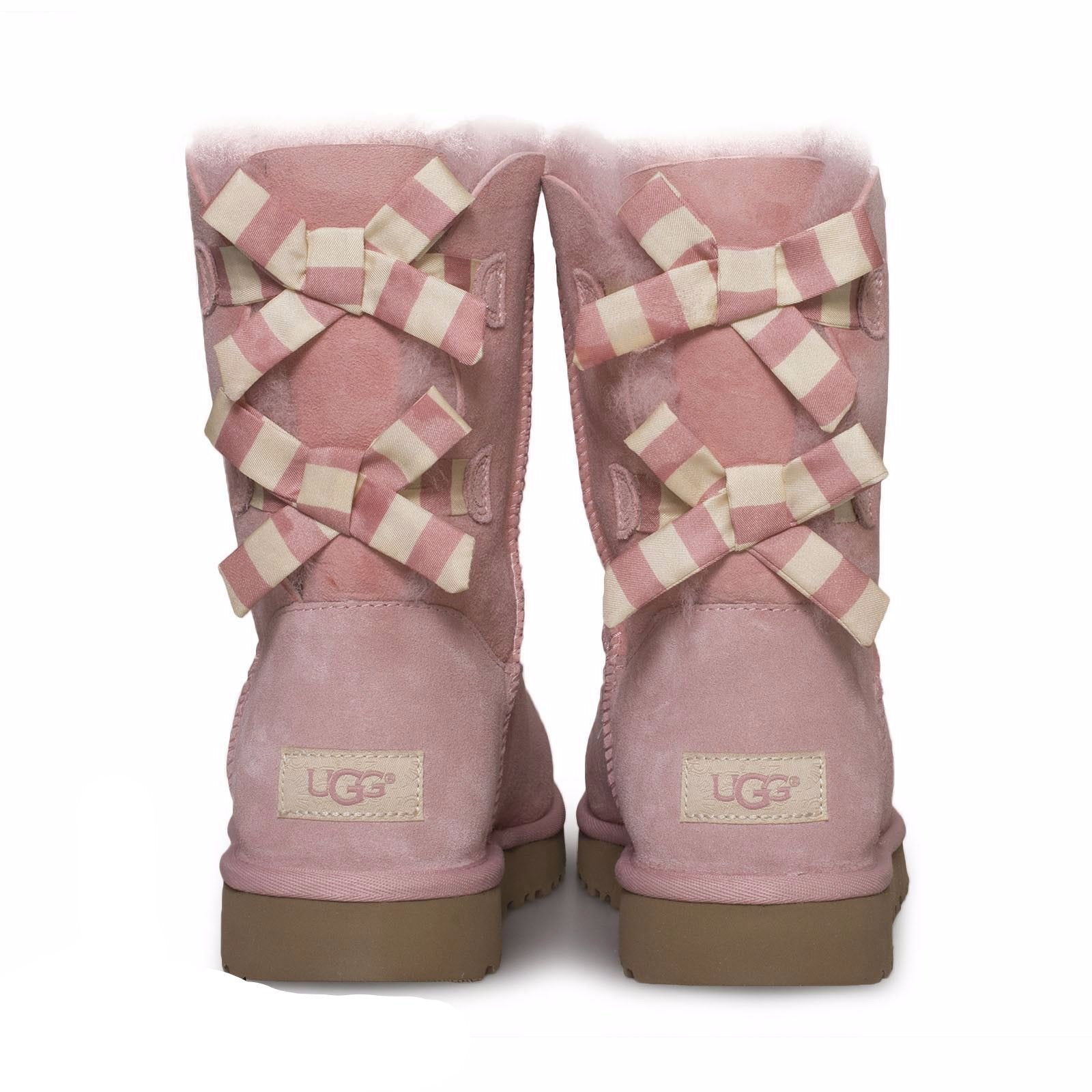 UGG Bailey Bow Stripe Blush Pink Boots