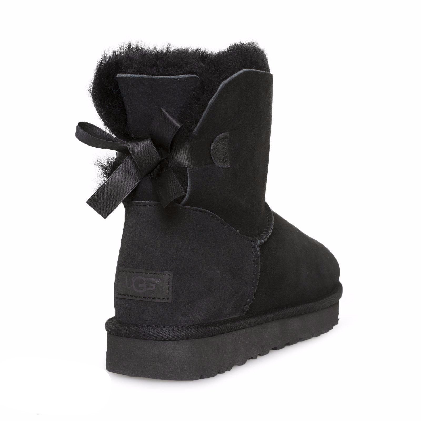 UGG Mini Bailey Bow II Black Boots - Youth