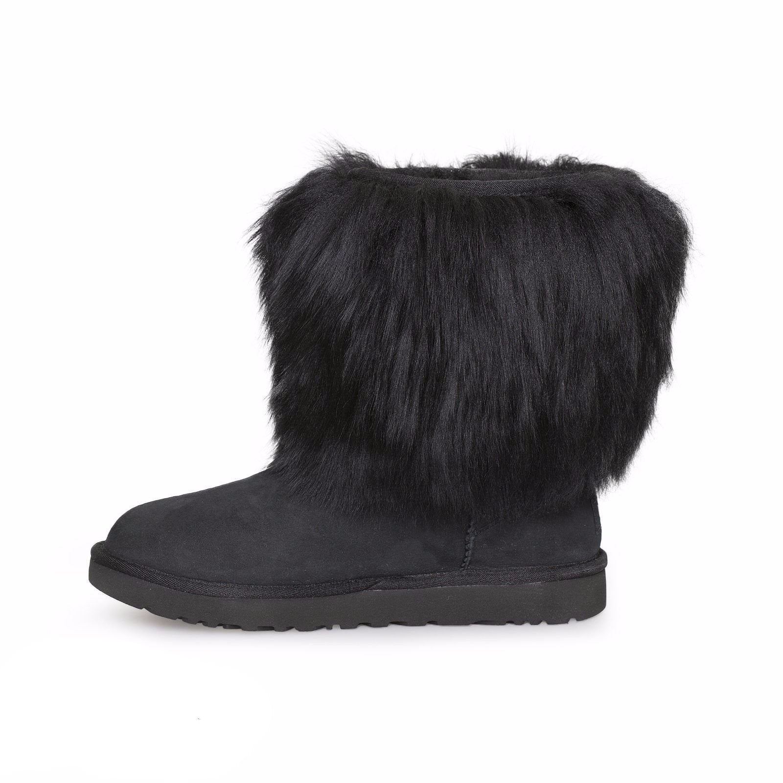 UGG Classic Short Sheepskin Cuff Black Boots