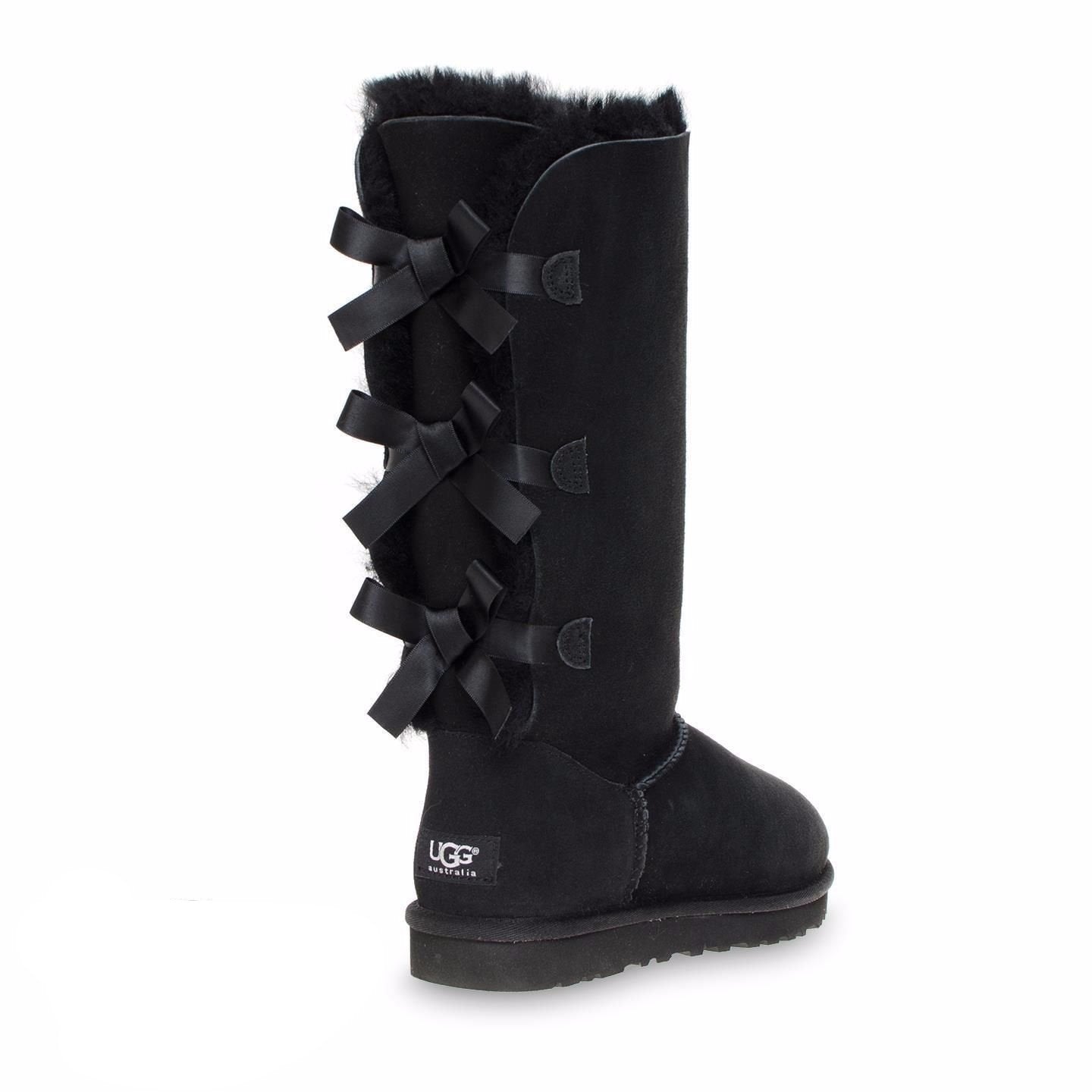 UGG Bailey Bow Tall Black Boots - Youth