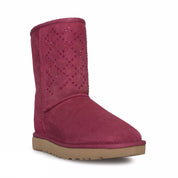 UGG Classic Short Crystal Diamond Oxblood Boots