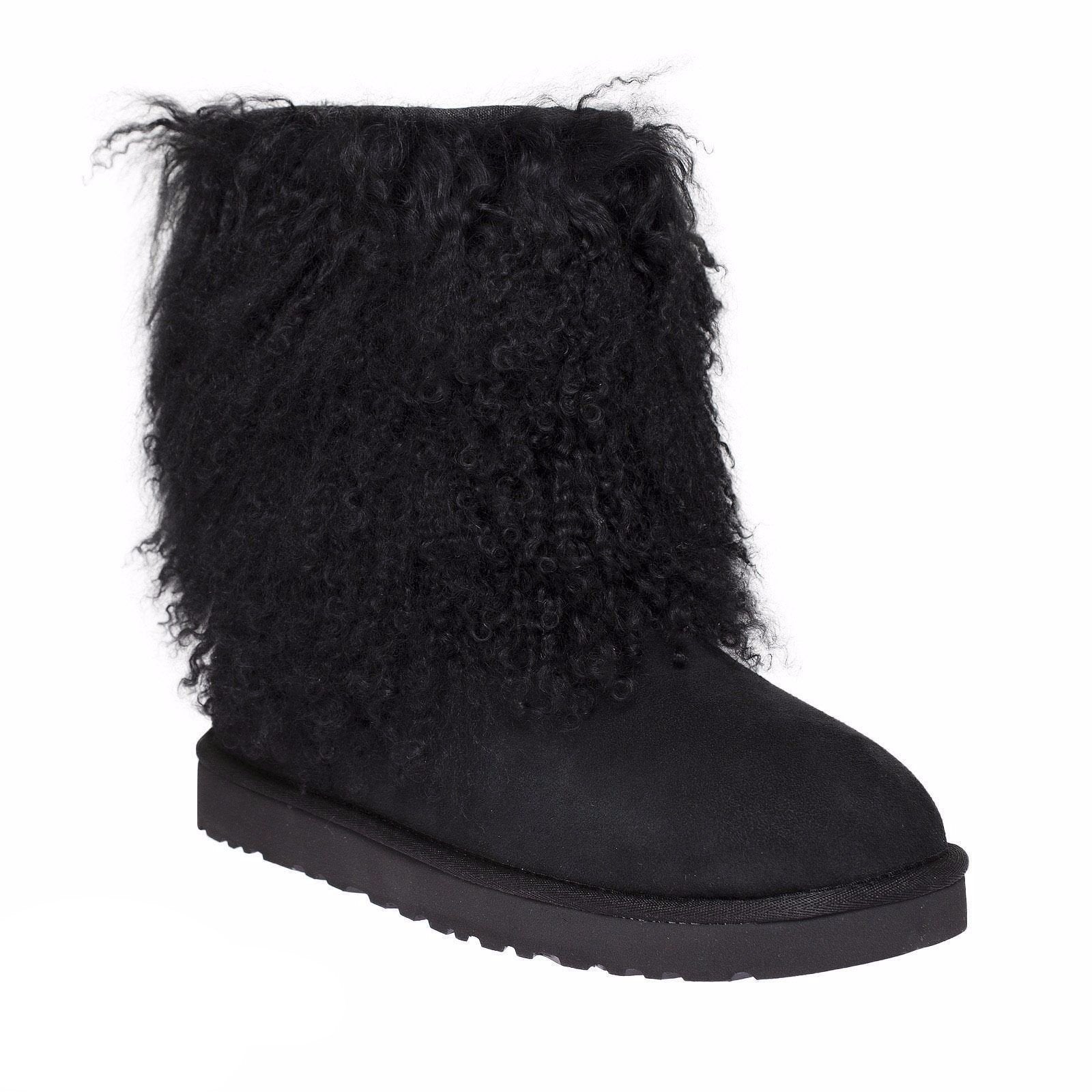 UGG Short Mongolian Cuff Black Boots