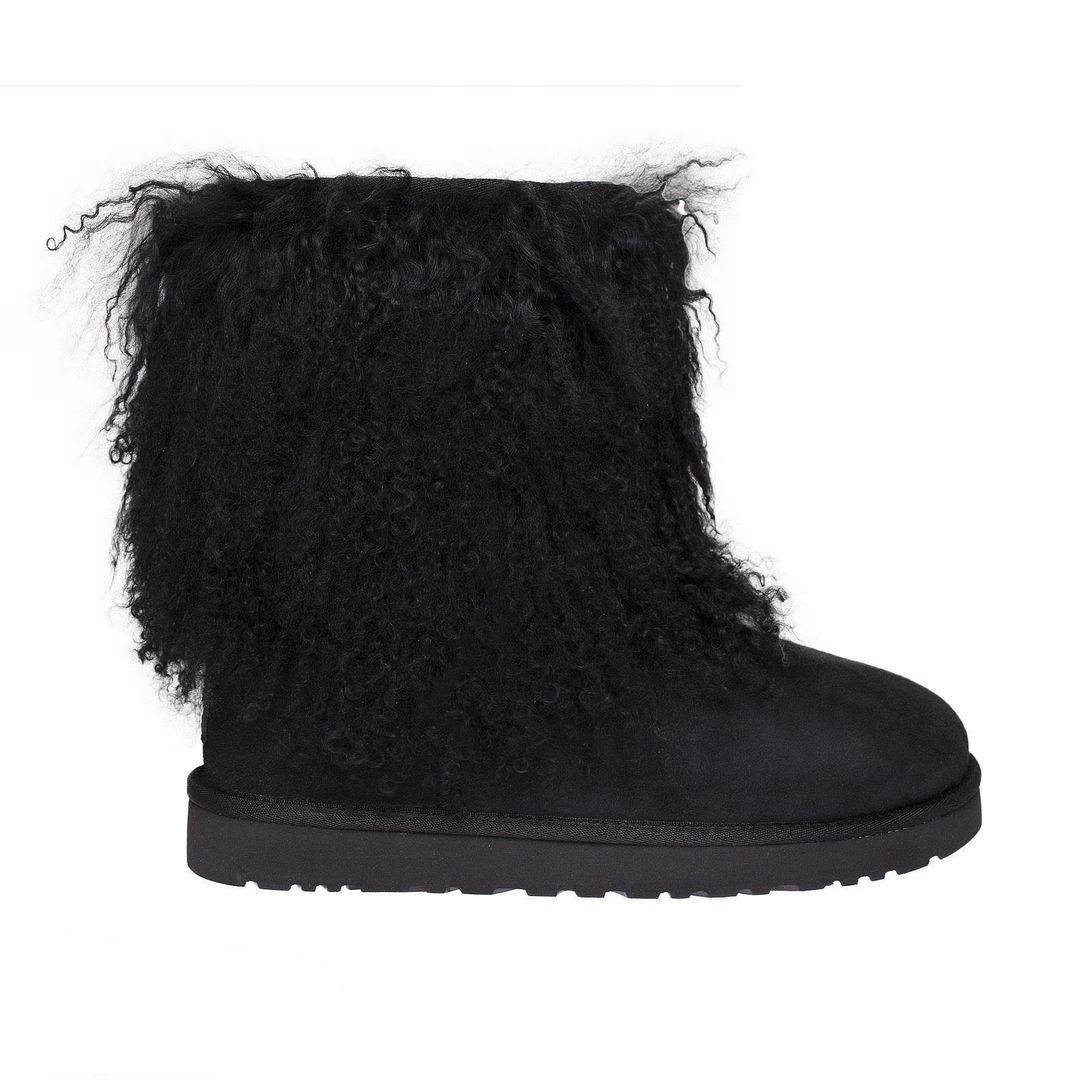 UGG Short Mongolian Cuff Black Boots