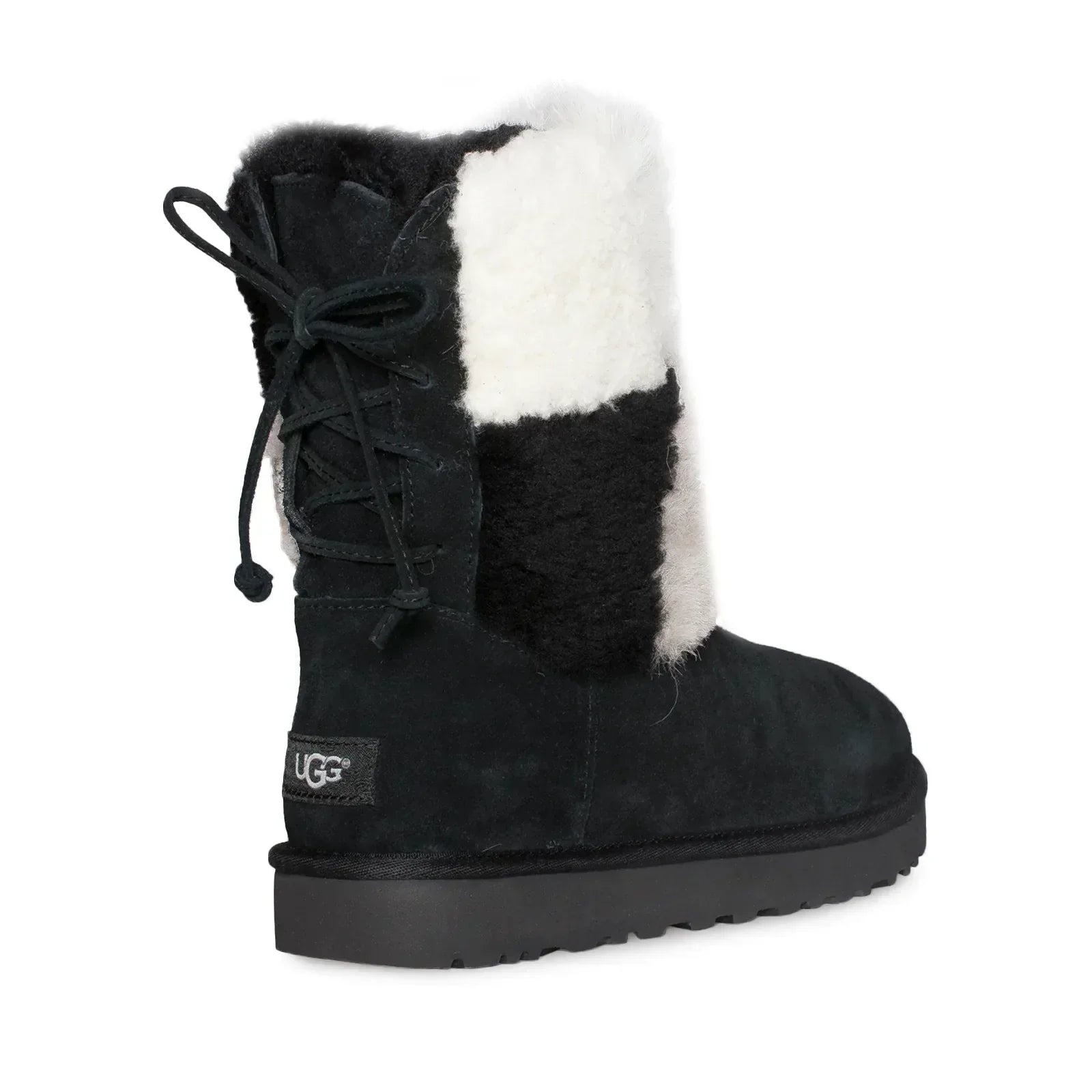 UGG Classic Short Patchwork Fluff Black Boots - Women's