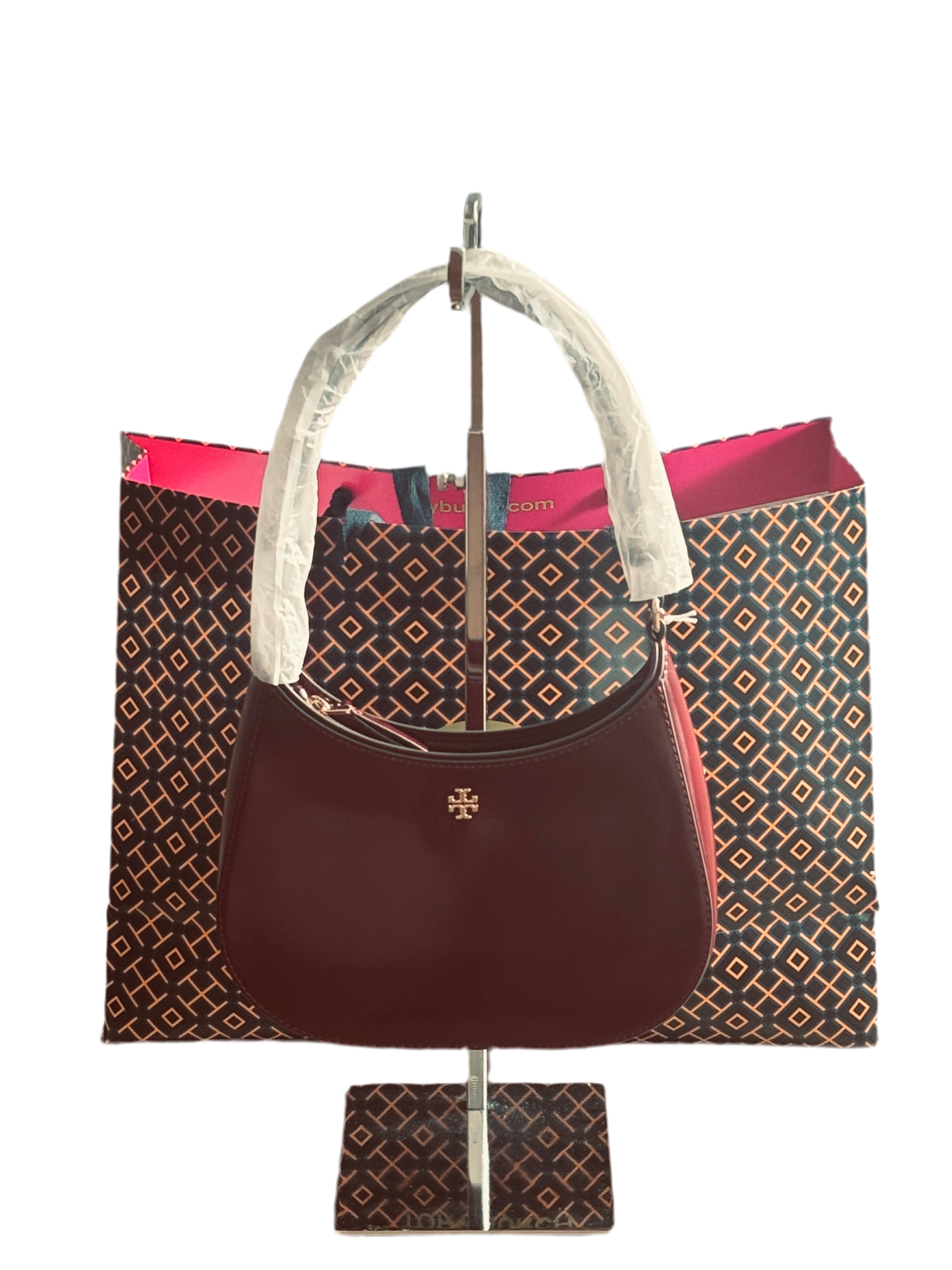 Tory Burch Emerson Patent Leather Shoulder Bag in Royal Burgundy