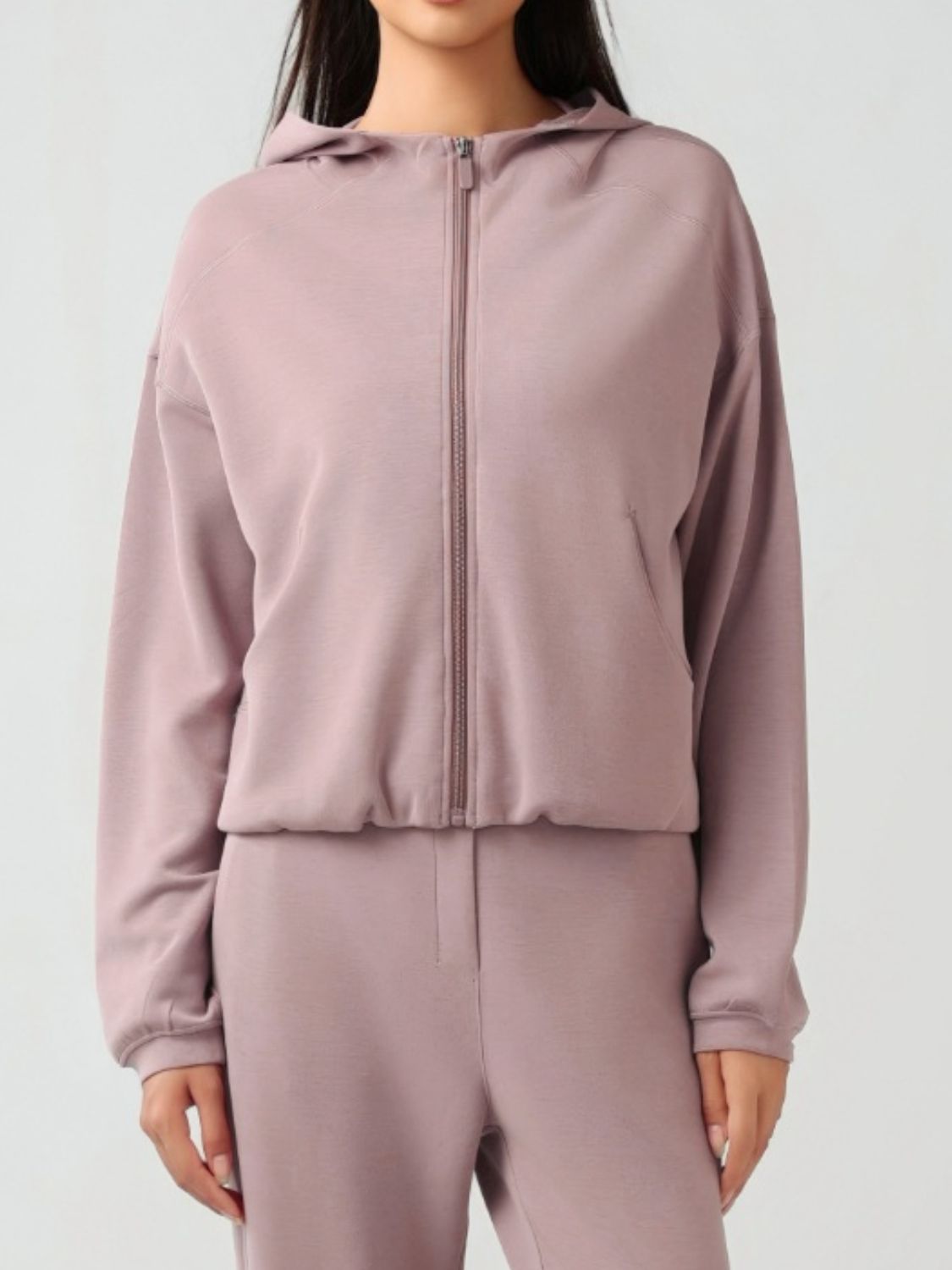 Millennia Zip Up Dropped Shouder Active Hooded