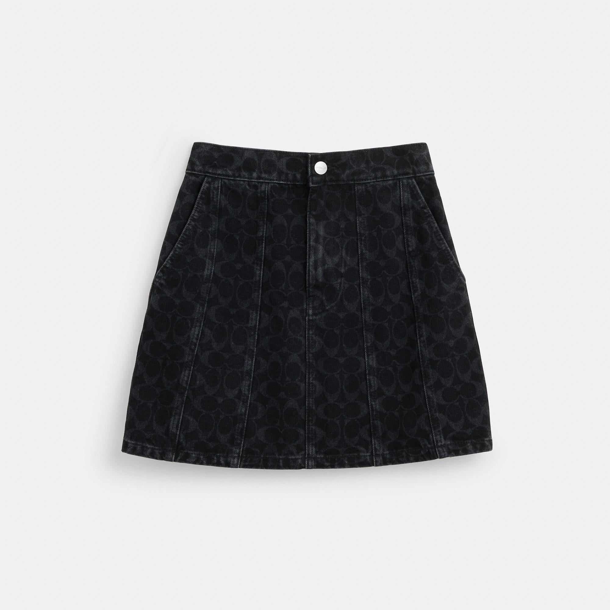 Coach Outlet Black Signature Denim Skirt