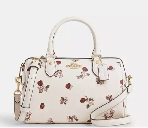 Coach Rowan Satchel Crossbody Bag With Ladybug Floral Print