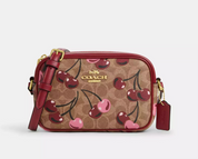 NWT Coach Mini Jamie Camera Bag In Signature Canvas With Cherry Print