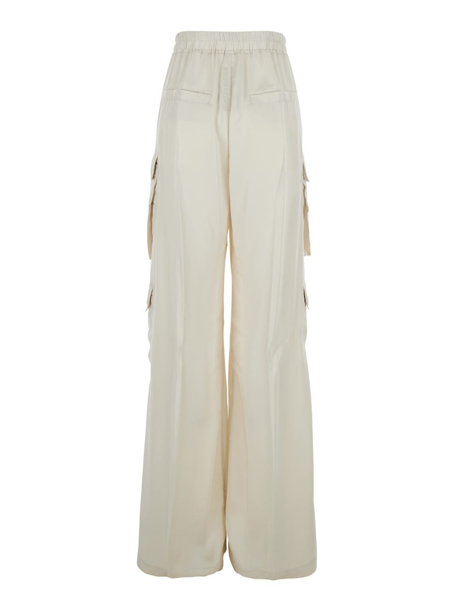 'Cargobelas' White Pants With Patched Cargo Pockets In Acetate And Viscose Blend Woman