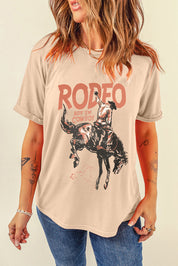 Cowboy Graphic Round Neck Short Sleeve T-Shirt