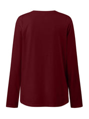 Ruched Round Neck Long Sleeve T-Shirt