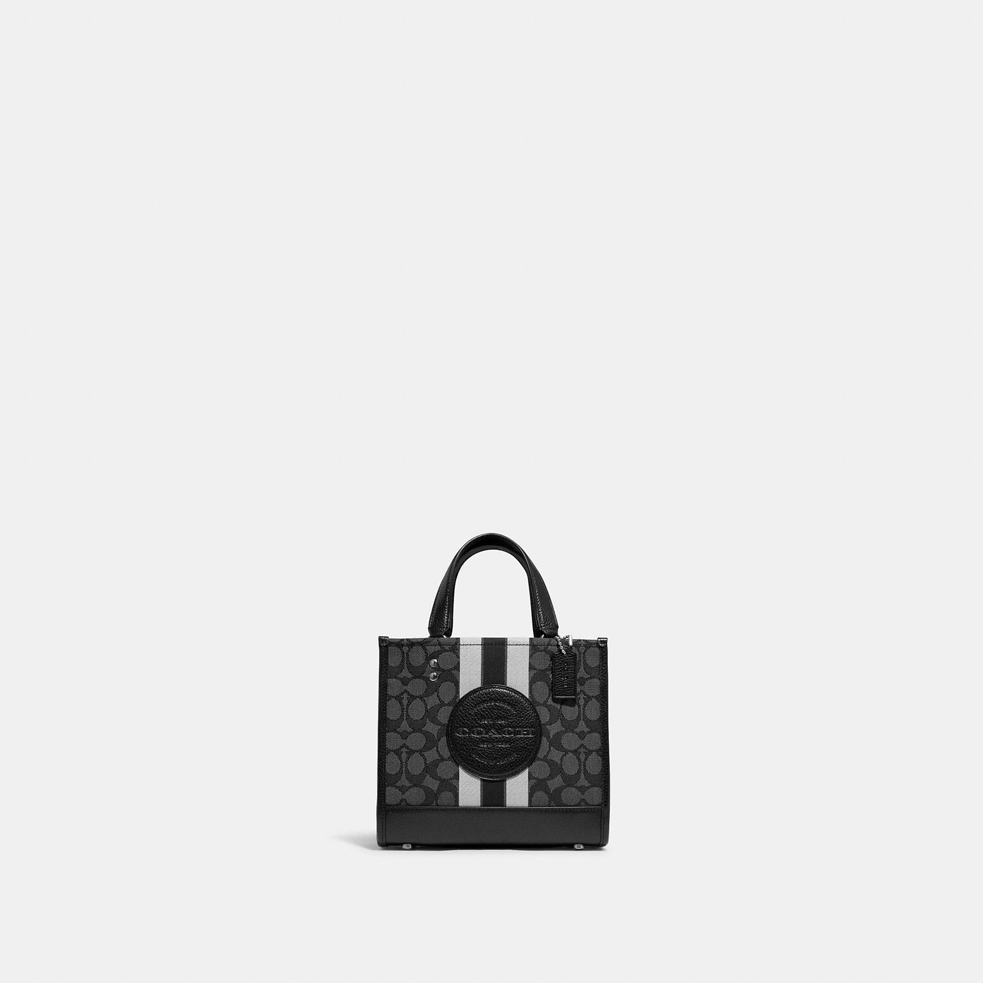 Coach Outlet Dempsey Tote 22 In Signature Jacquard With Stripe And Coach Patch