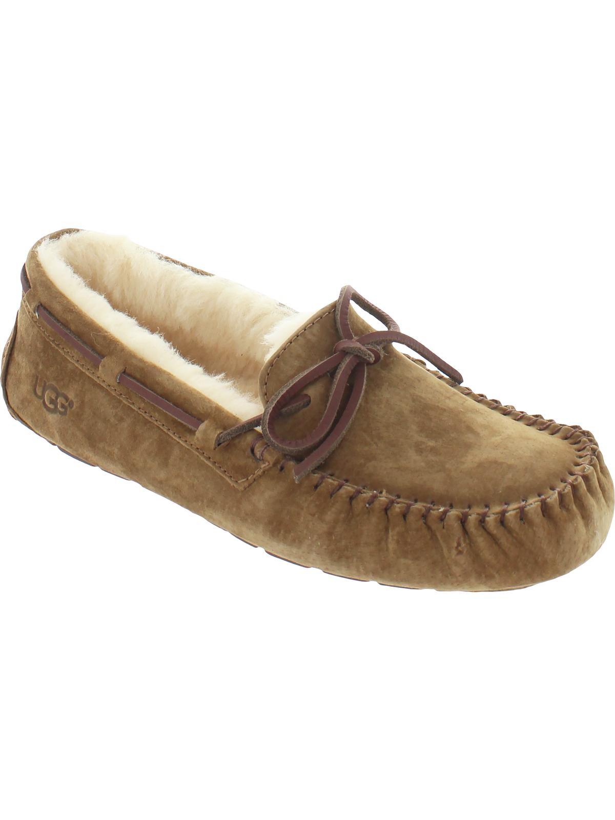 Dakota Womens Suede Sheepskin Lined Moccasin Slippers