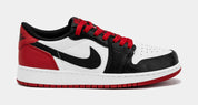 Air Jordan 1 Retro Low OG Black Toe Grade School Lifestyle Shoes (White/Red)