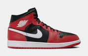 Air Jordan 1 Mid Black Gym Red Mens Basketball Shoes (Black/Gym Red/ White)