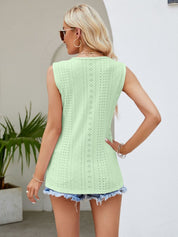 Eyelet Lace Detail V-Neck Tank