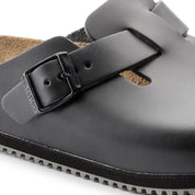 Birkenstock Boston Leather Super Grip Classic Footbed Clog in Black