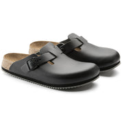 Birkenstock Boston Leather Super Grip Classic Footbed Clog in Black