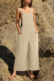 Pocketed Wide Leg Overall