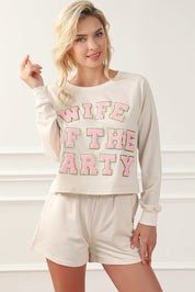 WIFE OF THE PARTY Round Neck Top and Shorts Lounge Set