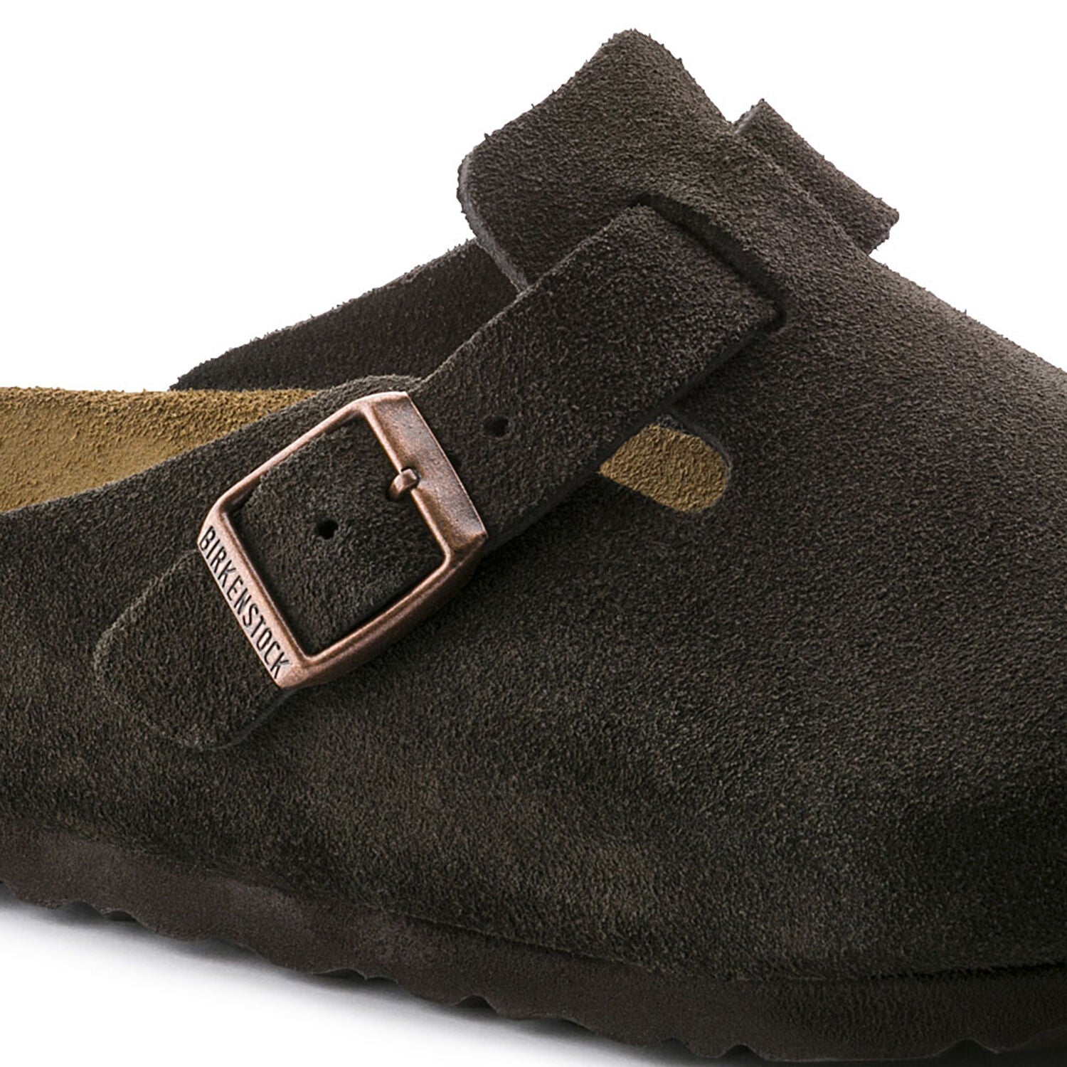 Birkenstock Boston Suede Leather Soft Footbed Clog in Mocha