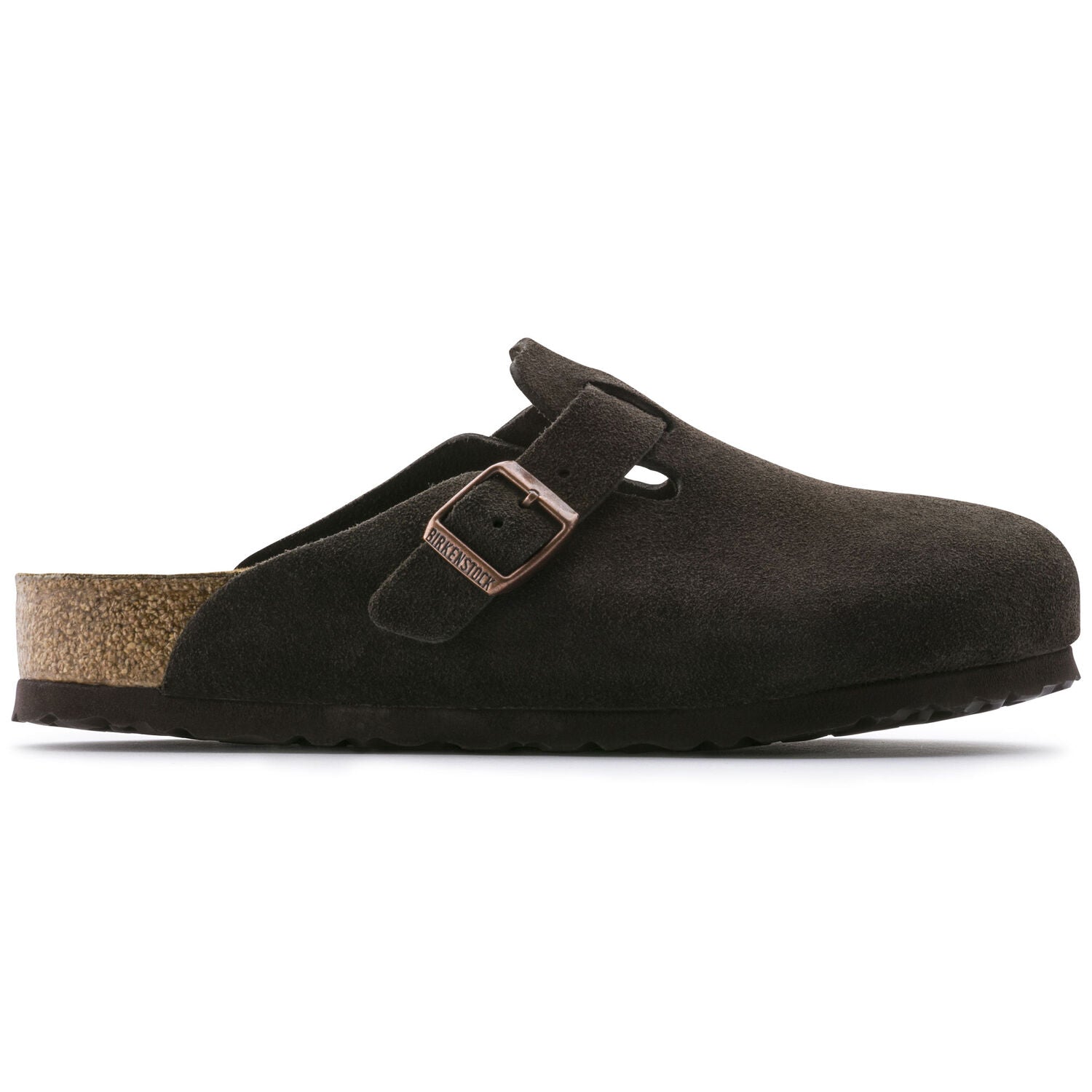 Birkenstock Boston Suede Leather Soft Footbed Clog in Mocha